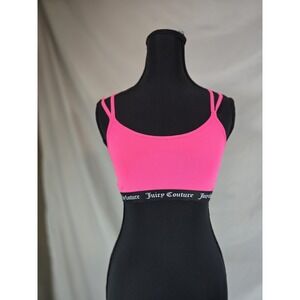 Women's Size Large Juicy Couture Seamless Sports Bra Hot Pink Black Trim Medium